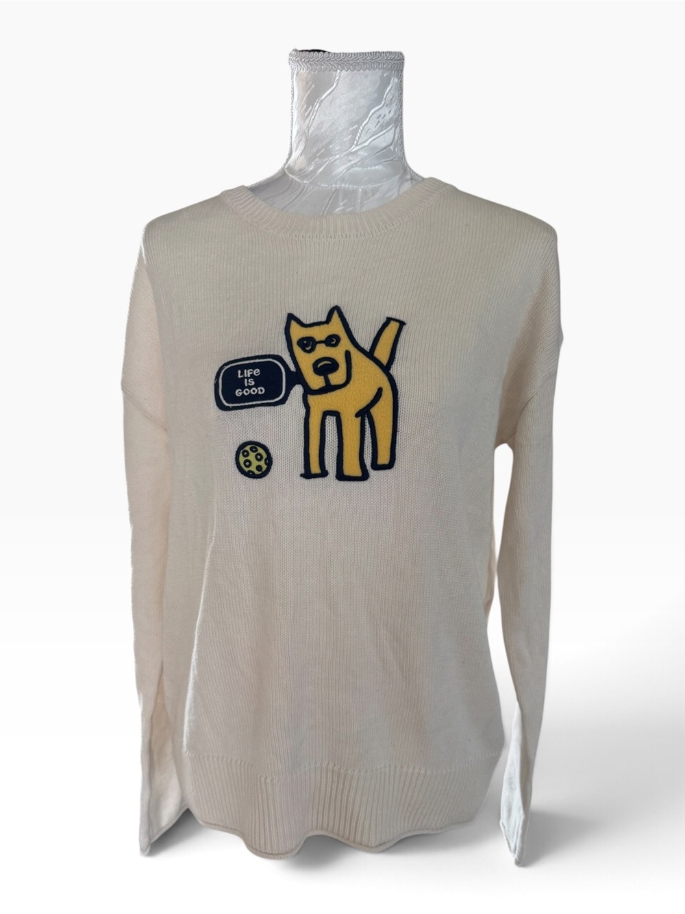 Life is Good beige crew neck sweater